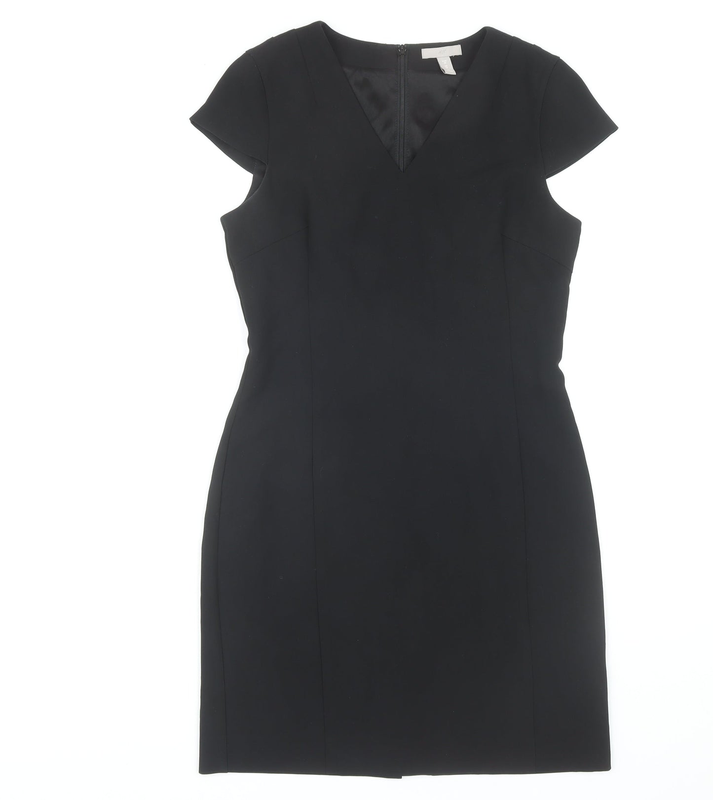 H&M Women's Black Short Sleeve V-Neck Dress Size 10