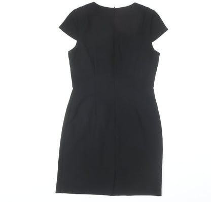 H&M Women's Black Short Sleeve V-Neck Dress Size 10