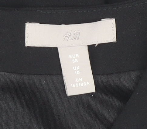H&M Women's Black Short Sleeve V-Neck Dress Size 10