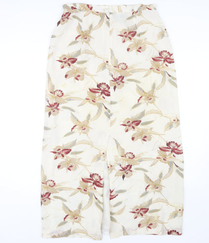 Episode Women's Ivory Floral Silk A-Line Skirt Size 14