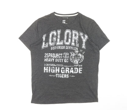 Officers Club Men's Grey XL Sporty Graphic T-Shirt