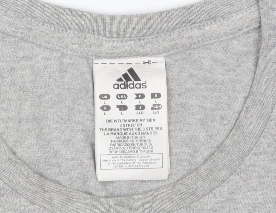 Adidas Men's Grey Logo T-Shirt L Sports Jersey