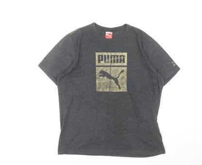 Puma Men's Grey Logo T-Shirt, Size L