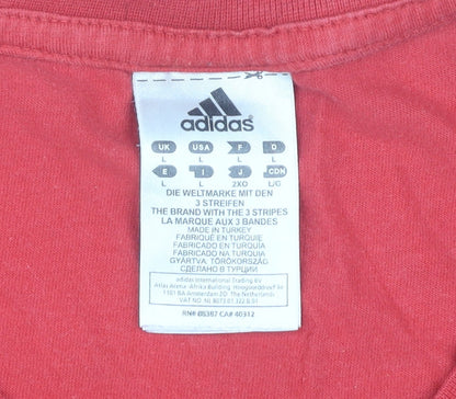 Adidas Men's Red Graphic Print T-Shirt, Size L