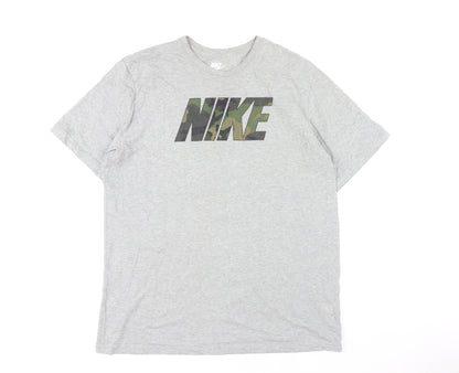 Nike Men's Grey Cotton XL Graphic Logo T-Shirt