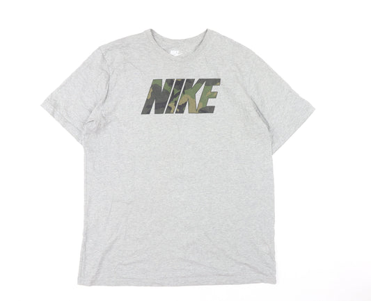 Nike Men's Grey Cotton XL Graphic Logo T-Shirt