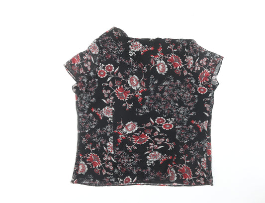 Bonmarché Women's Black Floral Tunic Blouse Size 24