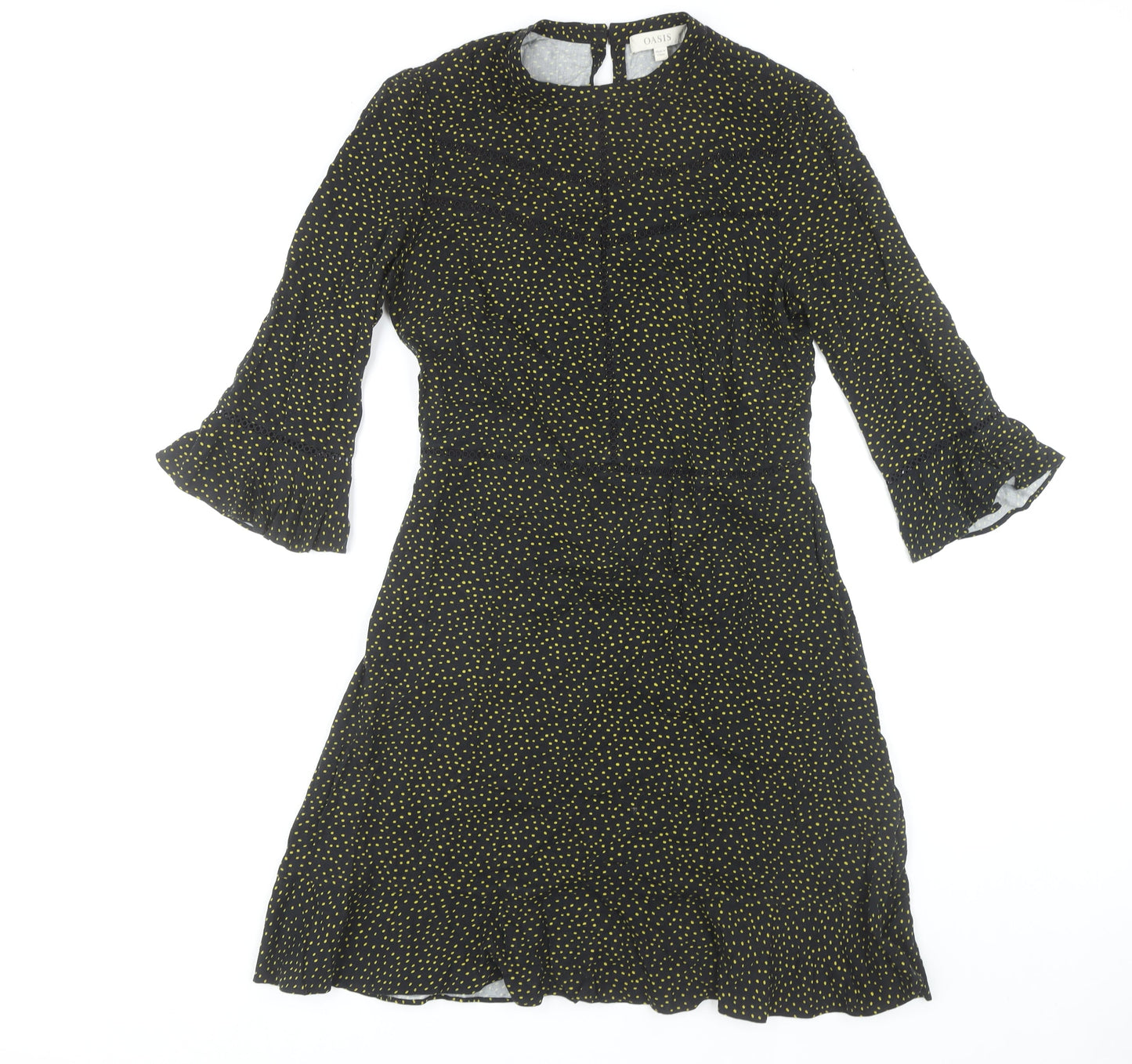 Oasis Women's Black A-Line Flared Sleeve Dress