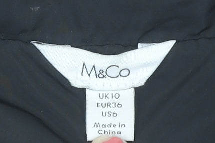 Womens UK Size 10 M&Co Black Puffer Jacket