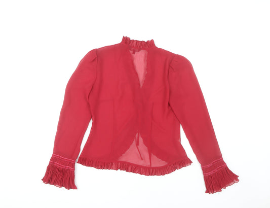 Debut Women's Red Blouse, Size 8, Elegant Ruffle Detail