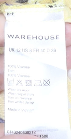 Womens UK Size 12 Warehouse Yellow Basic Blouse