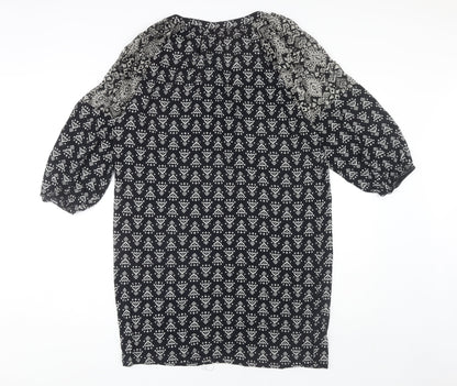Monsoon Women's Black Geometric Shift Dress Size 8