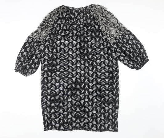 Monsoon Women's Black Geometric Shift Dress Size 8