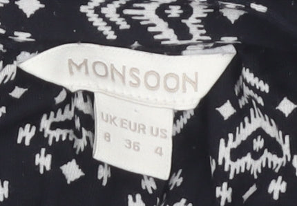 Monsoon Women's Black Geometric Shift Dress Size 8