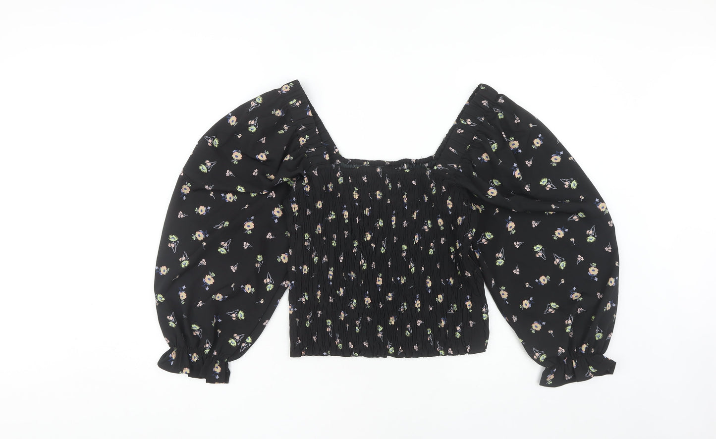 Womens UK Size M VERO MODA Black Cropped Blouse