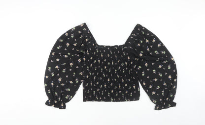 Womens UK Size M VERO MODA Black Cropped Blouse