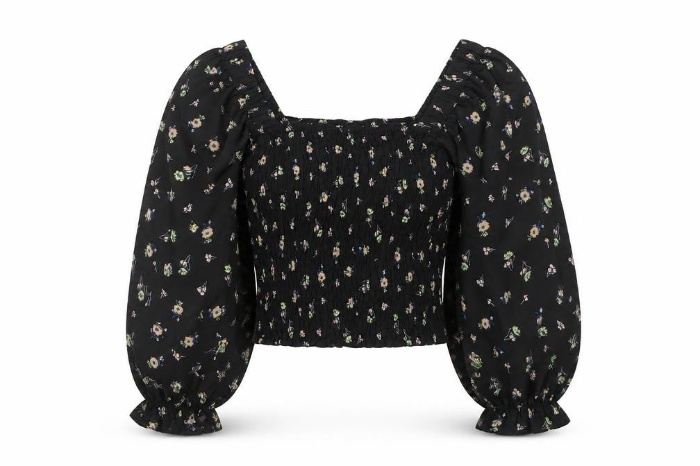 Womens UK Size M VERO MODA Black Cropped Blouse