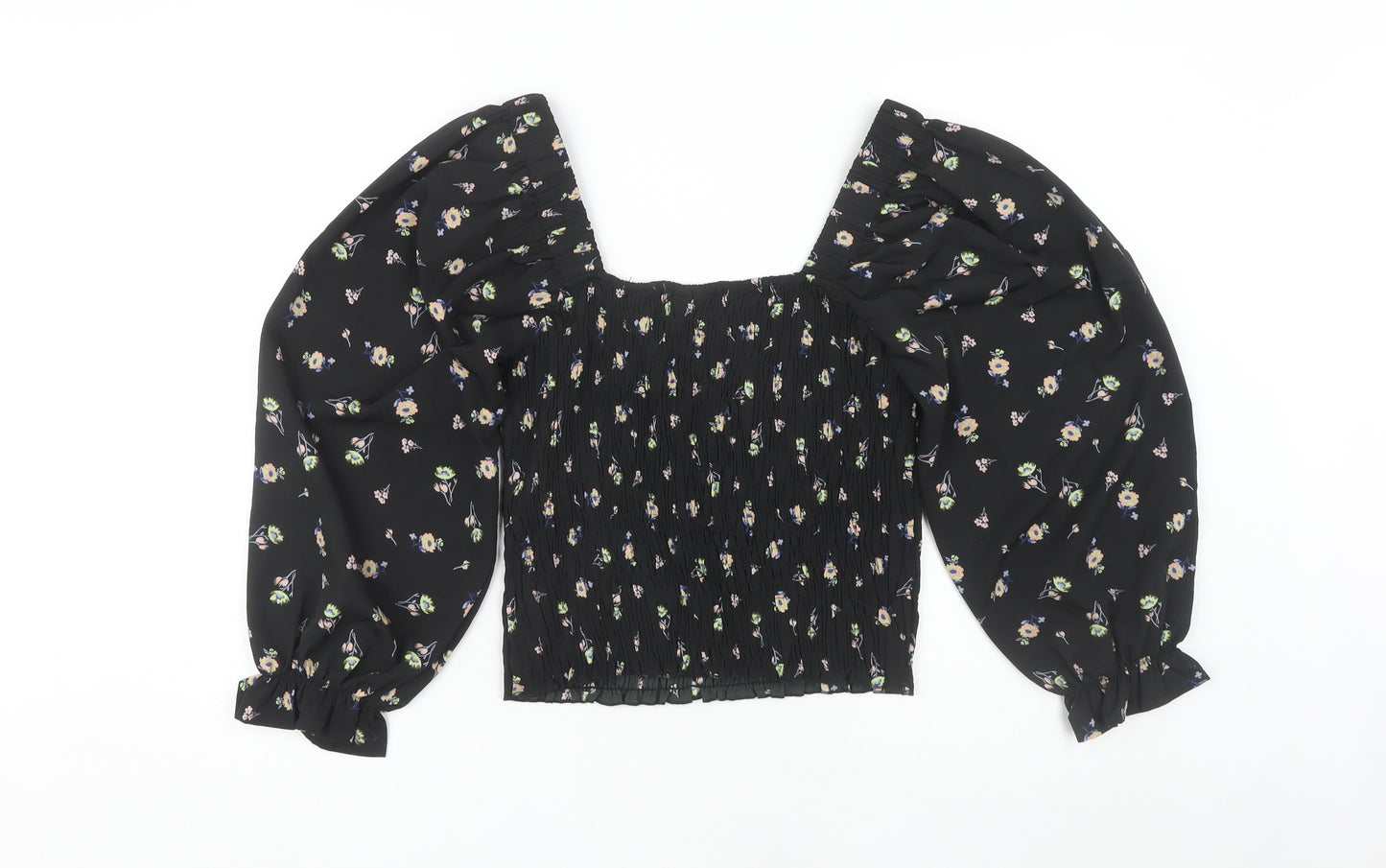 Womens UK Size M VERO MODA Black Cropped Blouse