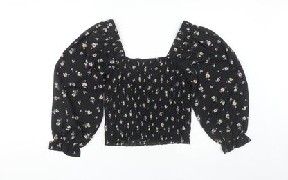 Womens UK Size M VERO MODA Black Cropped Blouse