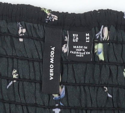 Womens UK Size M VERO MODA Black Cropped Blouse