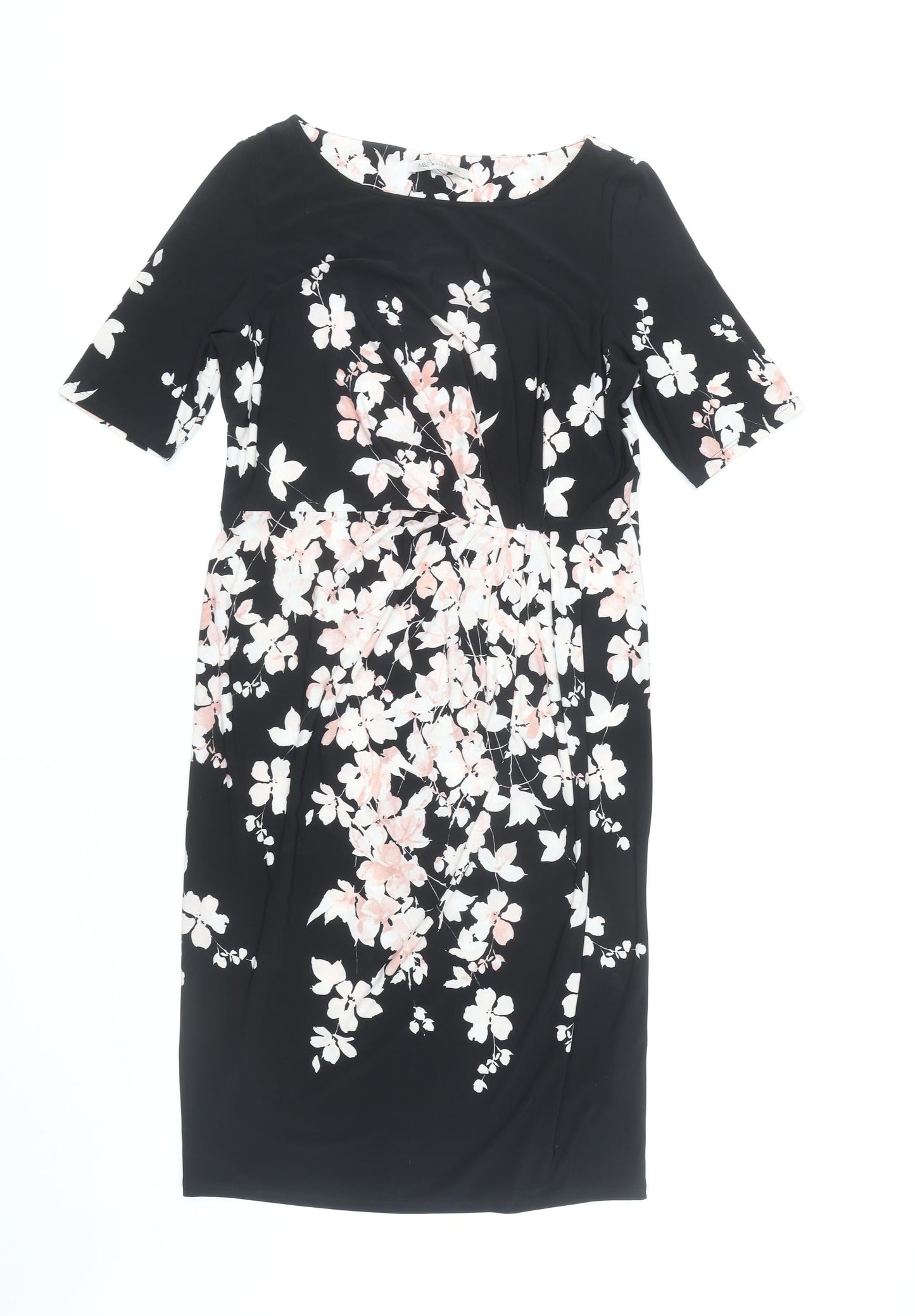 Marks and Spencer Women's Black Floral Pencil Dress Size 14