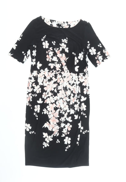 Marks and Spencer Women's Black Floral Pencil Dress Size 14