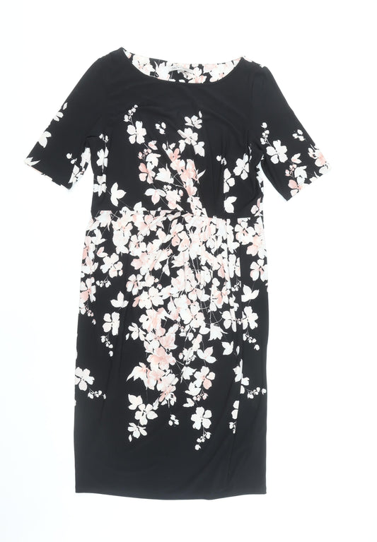 Marks and Spencer Women's Black Floral Pencil Dress Size 14