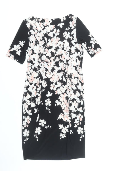 Marks and Spencer Women's Black Floral Pencil Dress Size 14