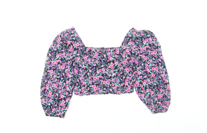 Womens UK Size S Zara Multicoloured Cropped Blouse