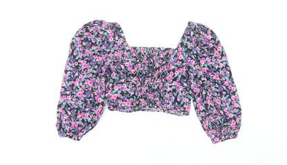 Womens UK Size S Zara Multicoloured Cropped Blouse