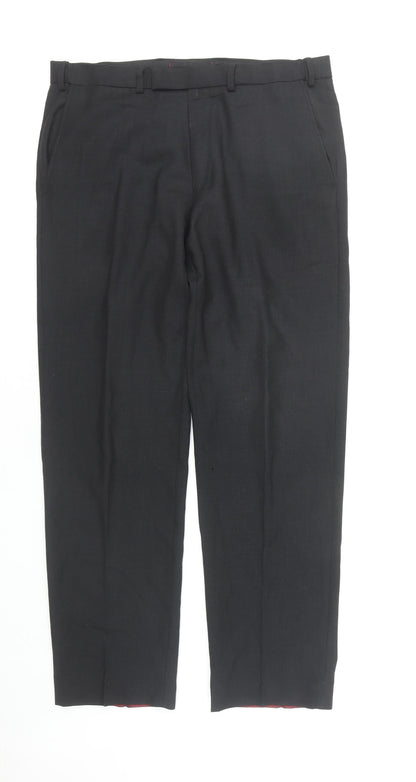 Marks and Spencer Men's Black Wool Formal Trousers