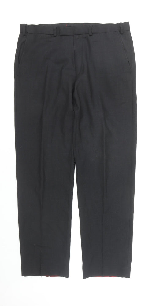 Marks and Spencer Men's Black Wool Formal Trousers