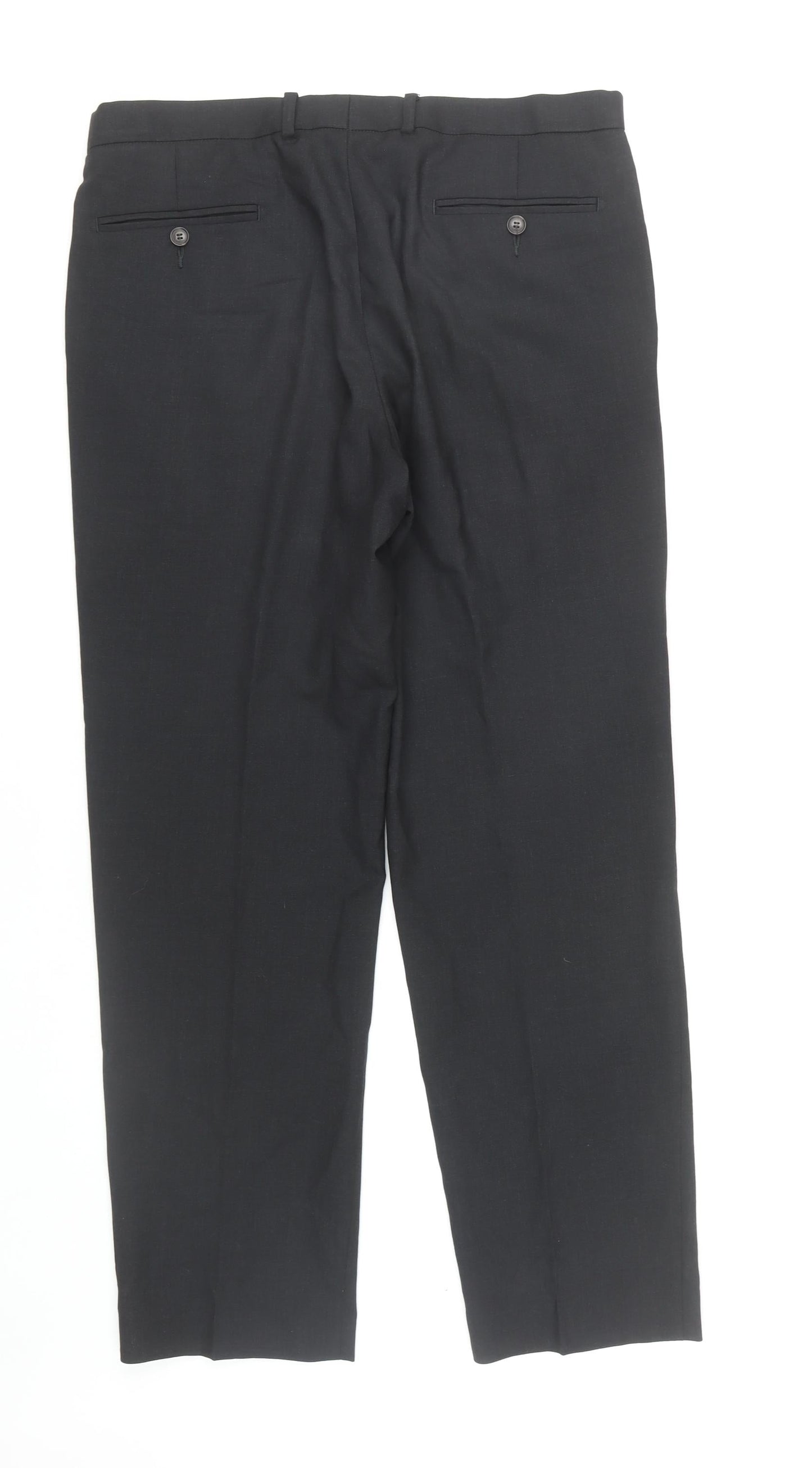 Marks and Spencer Men's Black Wool Formal Trousers