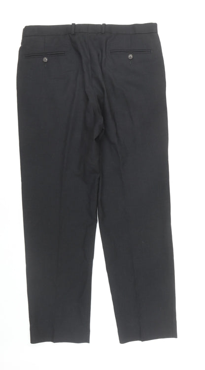 Marks and Spencer Men's Black Wool Formal Trousers