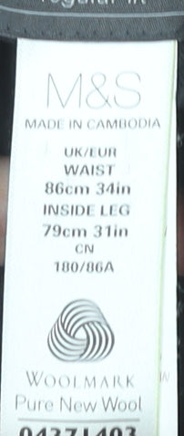 Marks and Spencer Men's Black Wool Formal Trousers