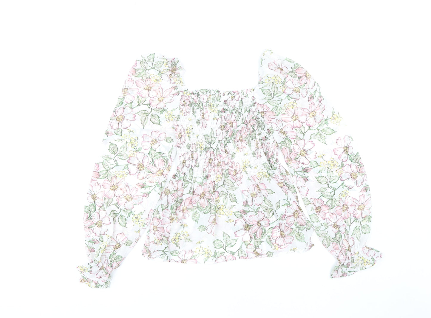 Womens UK Size 8 Apricot Multicoloured Cropped Blouse