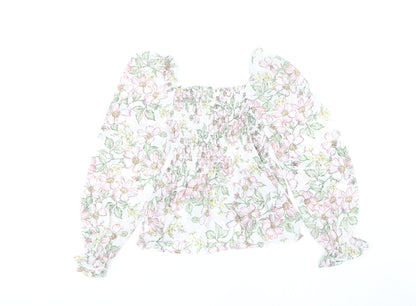 Womens UK Size 8 Apricot Multicoloured Cropped Blouse