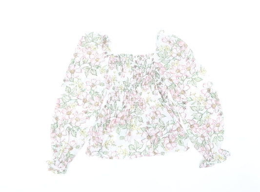 Womens UK Size 8 Apricot Multicoloured Cropped Blouse