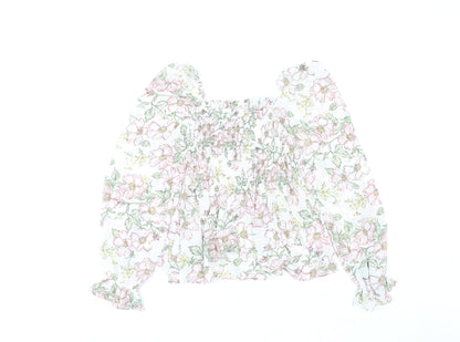 Womens UK Size 8 Apricot Multicoloured Cropped Blouse