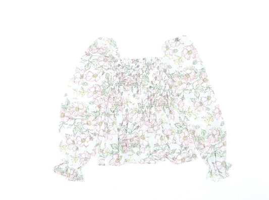 Womens UK Size 8 Apricot Multicoloured Cropped Blouse
