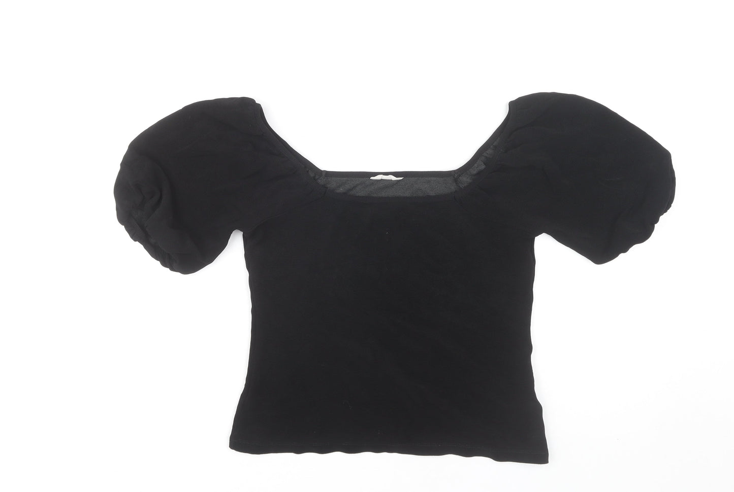 Hush Women's Black Puff Sleeve Square Neck Blouse S