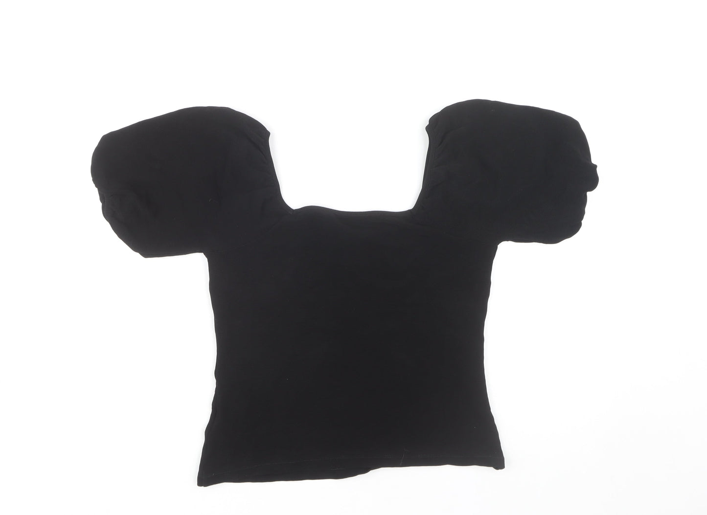 Hush Women's Black Puff Sleeve Square Neck Blouse S