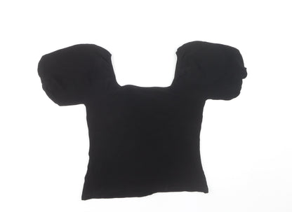 Hush Women's Black Puff Sleeve Square Neck Blouse S