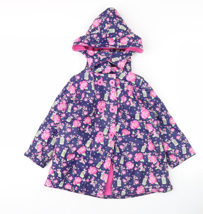 Lily & Lola Girls Floral Rain Coat, Multicoloured, 5-6 Years