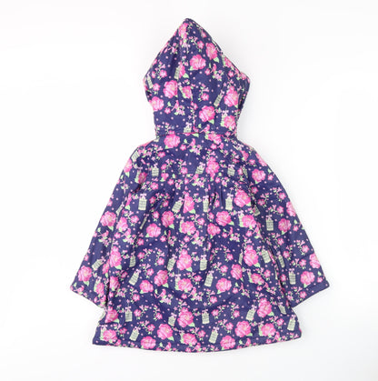 Lily & Lola Girls Floral Rain Coat, Multicoloured, 5-6 Years