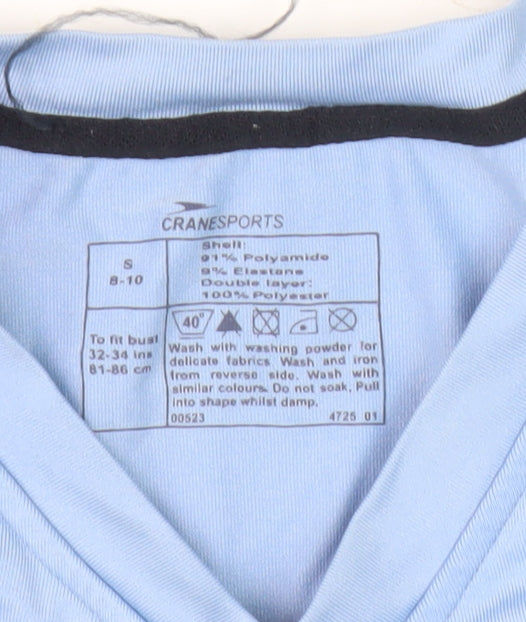 Cranesports Women's Blue V-Neck T-Shirt 8-10