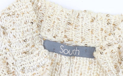 Womens UK Size 16 South Beige Cardigan Jumper
