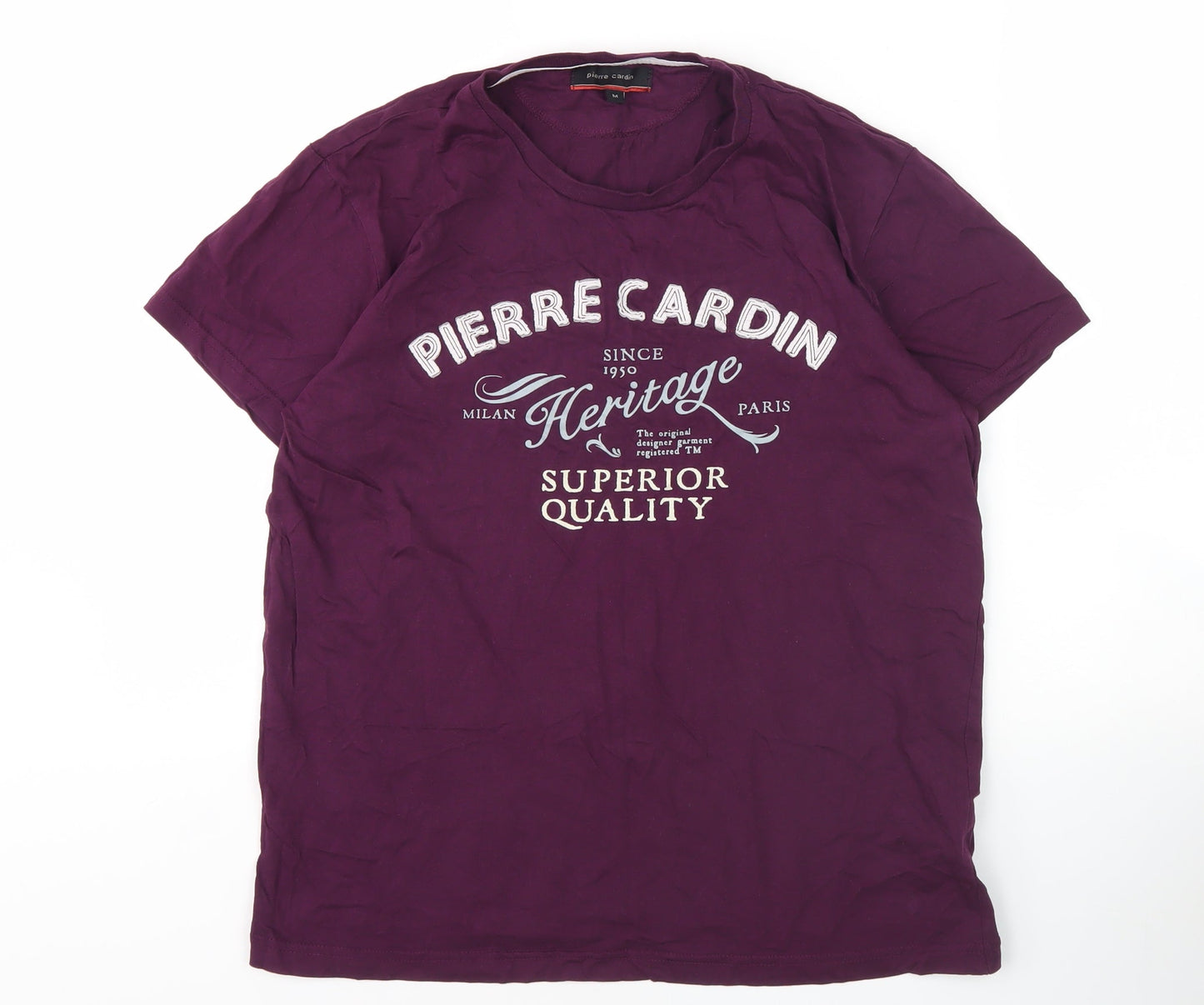 Pierre Cardin Men's Purple Graphic T-Shirt, M, Crew Neck