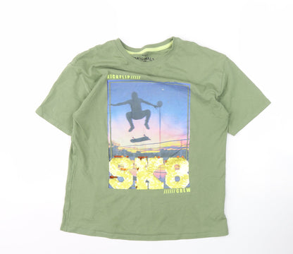 Marks and Spencer Boys Green Skateboard T-Shirt 11-12 Years