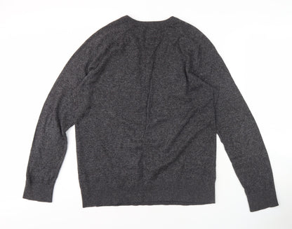 American Eagle Outfitters Men's Grey V-Neck Pullover Jumper